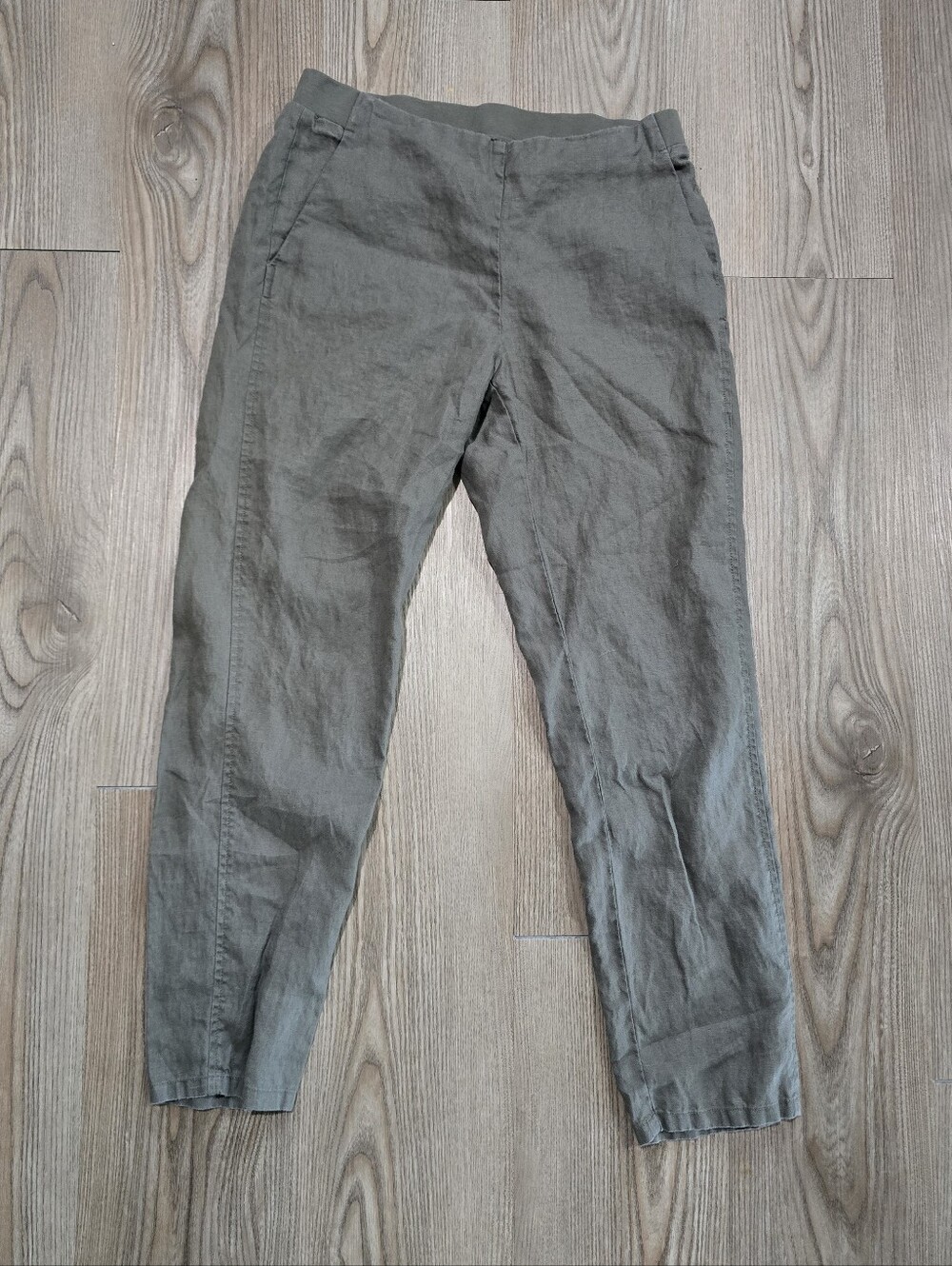 J. Jill Olive-Tone Linen Chinos Pants